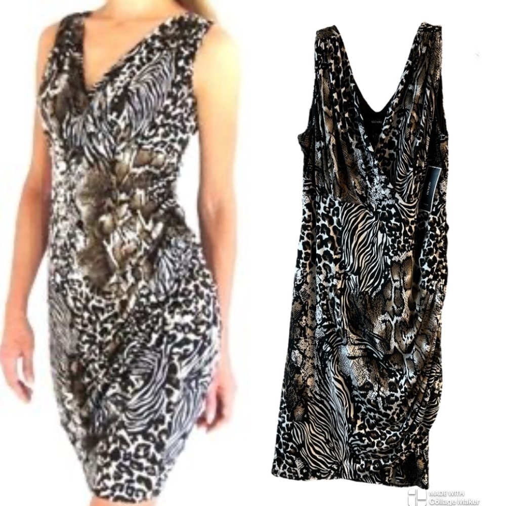 NWT Alfani Animal Print V-Neck Dress
